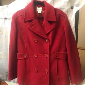 Red wool pee coat St. John’s bay